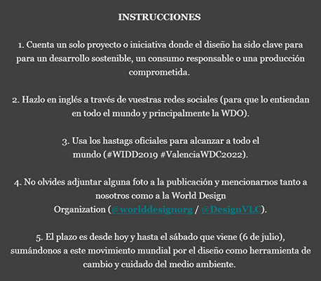 Hagamos que el diseño valenciano brille en el World Industrial Design Day 2 instrucciones int
